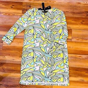 Women’s crown & ivy 3/4 Sleeve Soft Stretchy Dress Blue White Green Size M